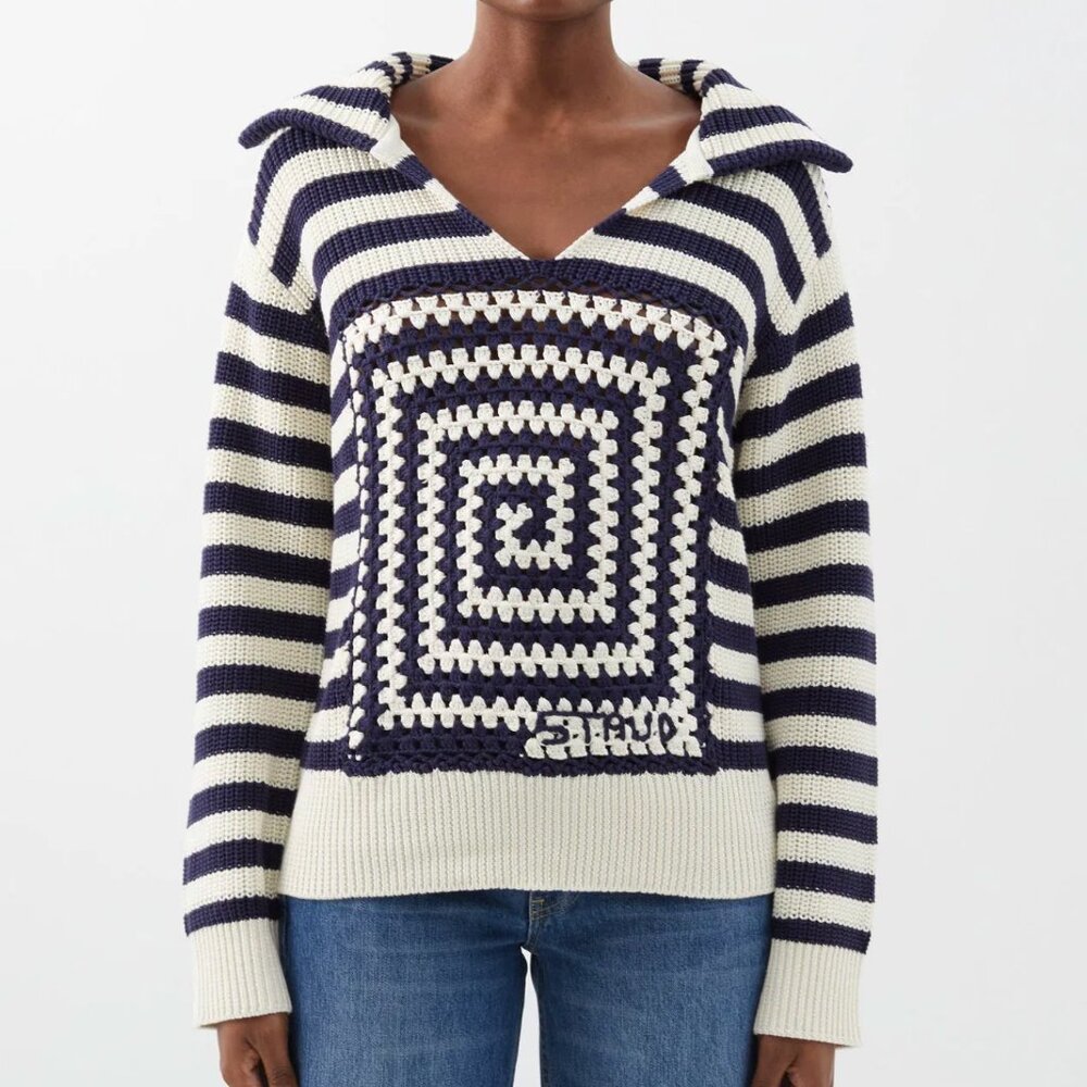 STAUD Alloy Stripe Knit Sweater